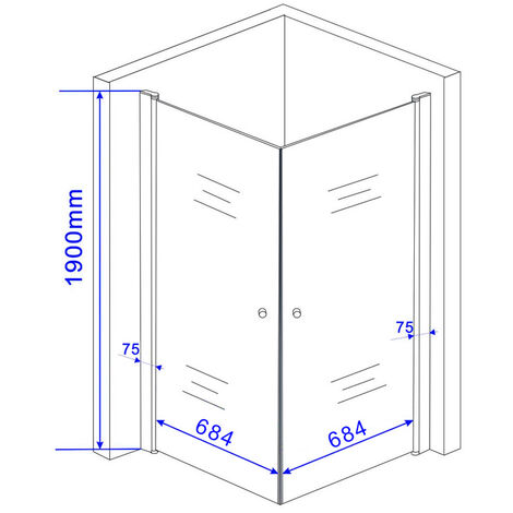 Duschkabine BANHO 80 x 80 x 190 cm ohne Duschtasse
