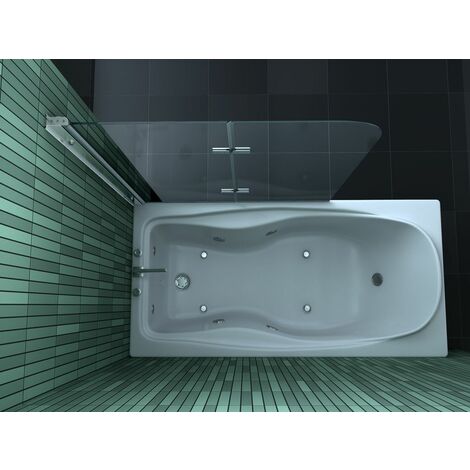 Duschtrennwand TWO 100 X 140 Cm – 6 Mm ESG-Sicherheitsglas, Für Badewanne, Eloxiertes Aluminium