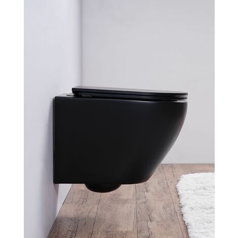 Spülrandloses Wand-WC inkl. Soft-Close Sitz WHR-446075 (matt-schwarz)