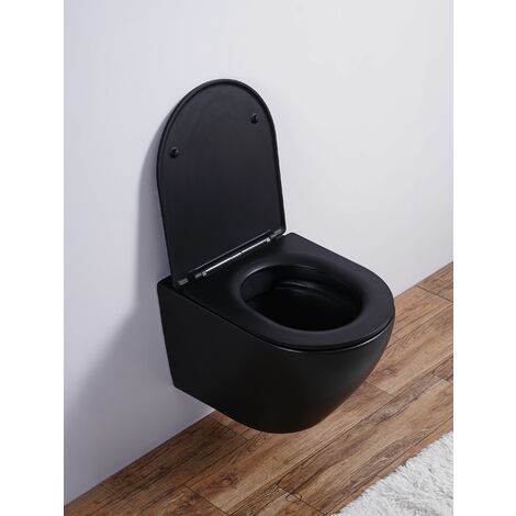 Spülrandloses Wand-WC inkl. Soft-Close Sitz WHR-446075 (matt-schwarz)