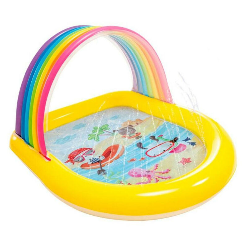 PISCINA HINCHABLE CON ARCOIRIS Y ASPERSORES 130X147X86CM