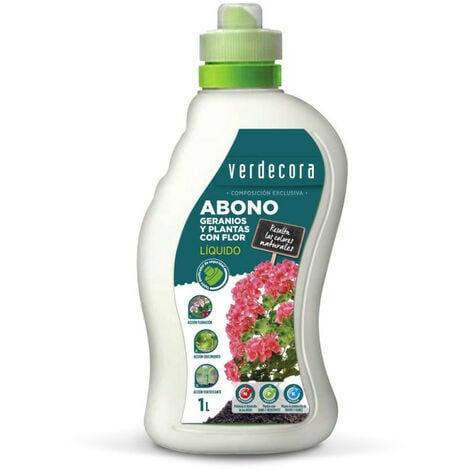 ABONO LIQUIDO PLANTAS CON FLOR Y GERANIOS 1L VERDECORA