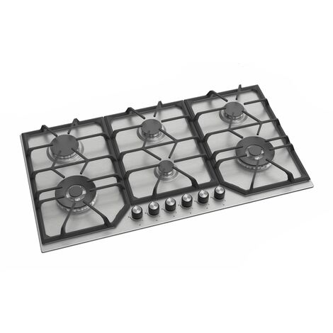 ViandPro - 90cm 6 Burner Stainless Steel Gas Hob with 2 Wok Burners - Stainless Steel