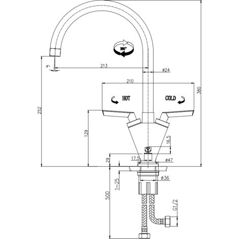Scott & James Twin Lever Mixer Tap - Brushed - ELO0009