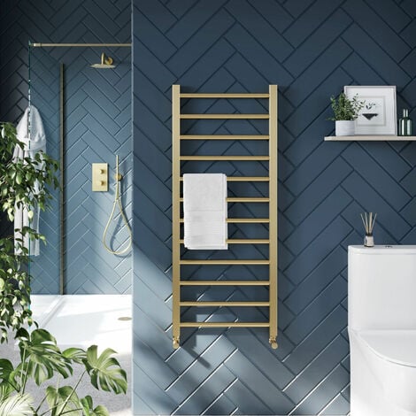 Walton 1200 x 500 Straight Towel Radiator- Brushed Brass