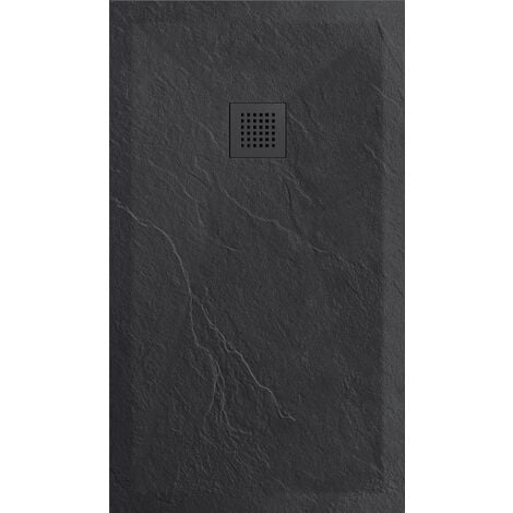 Premier Slate Stone Ultra-Slim 25mm Rectangular Shower Tray - Black ...