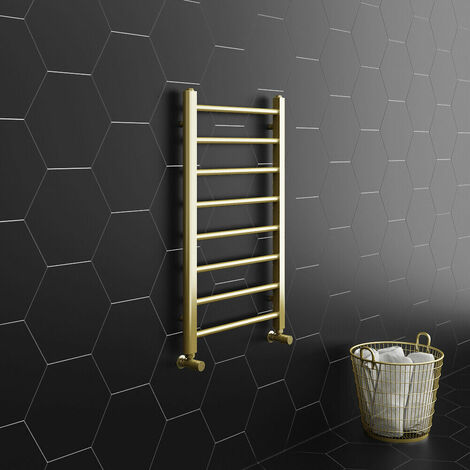Walton 800 x 500 Straight Towel Radiator - Brushed Brass (1/4)