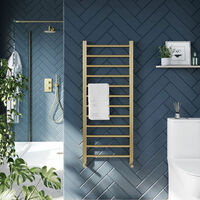 Walton 1200 x 500 Straight Towel Radiator- Brushed Brass