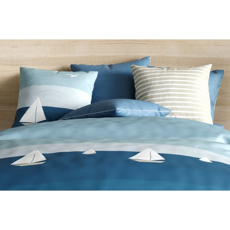 Parure Housse de Couette 260x240cm Blue Ocean Atelier du Linge