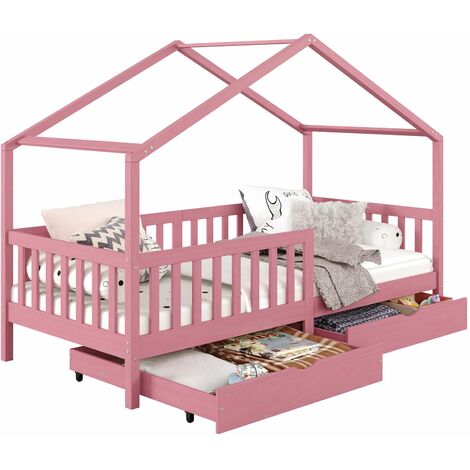 Huisbed 80x160 cm grenen kinderbed met lattenbodem