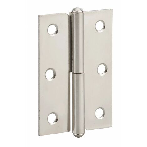 Thirard – Paumelle acier nickelé 60x40 mm – Fixation solide pour portes légères – 3 trous de chaque pan – Accessoire essentiel pour menuiserie