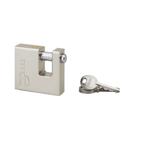 Thirard – Cadenas à clé prisonnière 60mm – Acier nickelé pour extérieur – Mécanisme à goupilles – 3 clés fournies – Haute sécurité