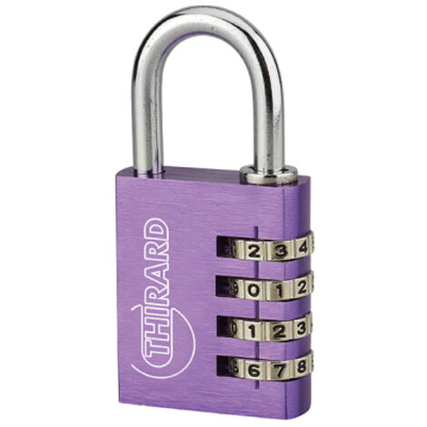 THIRARD - Cadenas à code Type 1, intérieur, alu, violet, 40mm, 4 chiffres - THIRARD