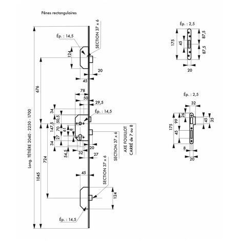 THIRARD - Boîtier  3 pts nf qc pênes rectangulaires têtère 2040 x 18 mm C7 mm