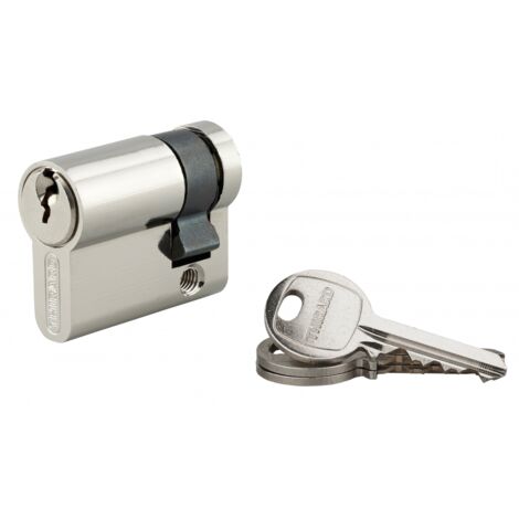Thirard – Demi-cylindre ECO nickelé 30 x 10 mm – Mécanisme 5 goupilles – Panneton anti-arrachement – 3 clés en acier nickelé (1/3)
