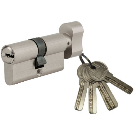 Cylindre de serrure à bouton 5G 35Bx35mm nickel – Anti-arrachement – 5 clés – 6 goupilles pour sécurité renforcée – SP