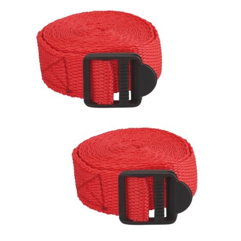 THIRARD - Lot de 2 sangles de serrage, 1.80m à boucle plastique, rouge - THIRARD