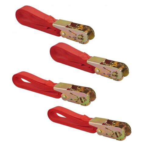 Lot de 4 sangles à cliquet largeur 25mm (2x3m + 2x5m)