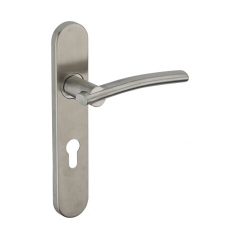 Thirard – Poignée de porte Poseidon trou de cylindre – Béquille inox 304 – Carré acier 7 mm – Ressort de rappel – Entr'axe 195 mm