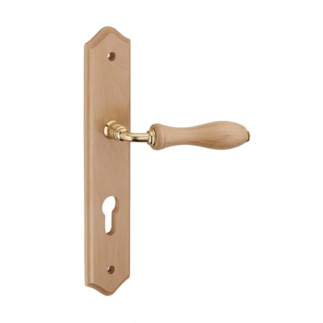 Thirard – Poignée de porte Themis à cylindre – Bois brut – Entr'axe 195mm – Carré 7mm – Vis métal sécables – Plaques et béquilles bois (1/2)