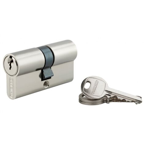 Thirard – Cylindre de serrure 30 x 30 mm – Laiton nickelé – Mécanisme à 5 goupilles – Panneton anti-arrachement – 3 clés fournies