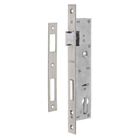 Thirard – Boîtier de serrure encastrable à cylindre pour menuiserie métallique – Axe 26mm – Têtère inox – Demi-tour réversible sans démontage