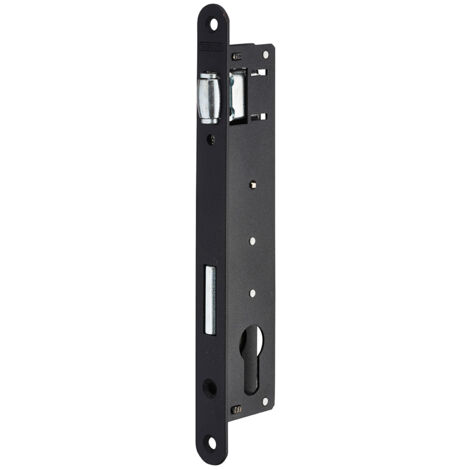 Thirard – Serrure encastrable à rouleau pour porte battante – Axe 22mm – Têtière acier bouts ronds – Pêne zingué – Gâche plate en acier noir