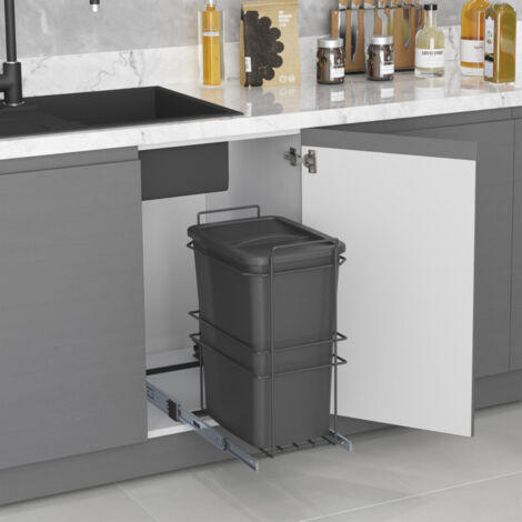 Emuca Poubelle Encastrable Plan De Travail 5L Acier Inoxydable Avec Couvercle