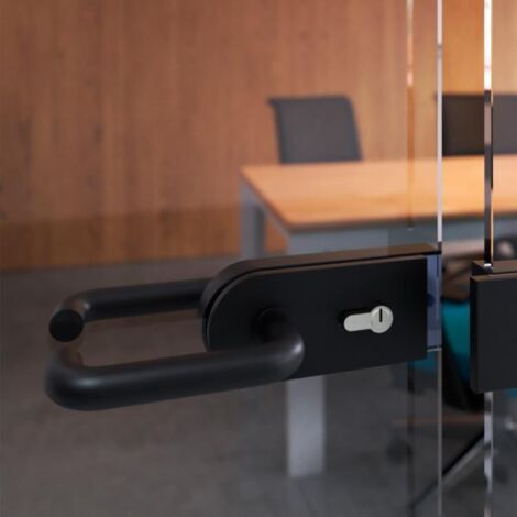 Emuca Poignées pour serrures de portes en verre pour intérieur, Modèle en U, Aluminium, Noir - talla (1/5)