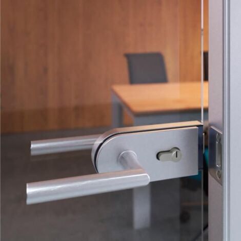 Emuca Poignées pour serurres de porte de verre pour intérieur, Modèle en L-R, Aluminium, Anodisé mat - talla (1/5)
