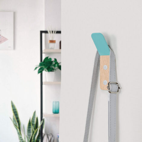 Porte-manteau mural bleu avec 1 cintre Fabriqué en métal de fer Dimensions 25x92x26 mm Poids maximum: 10kg Comprend des vis (1/5)