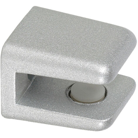 REI – Support fixe pour étagères en verre – Zamak finition chrome mat – Système de fixation vissé – Pour épaisseur 3 à 6 mm – Dimensions 19x17x22 mm