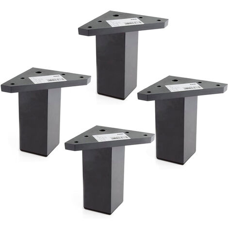 REI – Lot de 4 pieds de meuble en plastique ABS – Hauteur 10 cm – Plaque de montage incluse – Pour table, lit, chaises – Couleur noir