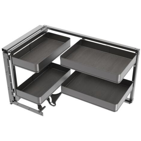 Emuca Accessoire extractible Harmony pour meuble de cuisine, Gauche, Acier et Bois, Gris anthracite - talla