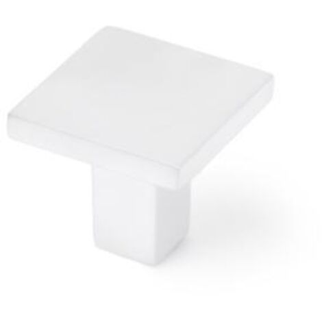 Bouton de meuble Style contemporain Fabriqué en Zamac Fini blanc mat Mesures 303028mm Système de fixation vissé Comprend des vis M4 1 unité