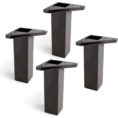 REI – Pack de 4 pieds de meuble en plastique ABS – Hauteur 15 cm – Plaque de montage incluse – Couleur noir pour stabilité et rangement