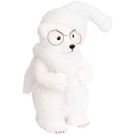 Déco de Noël Ours Blanc avec Lunettes H 38 cm - Feeric Christmas (1/2)