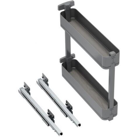 Emuca Porte-bouteilles latéral extractible Harmony avec fermeture amortie, Module largeur 150mm hauteur 700mm, Acier et Bois, Gris anthracite