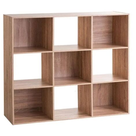 5Five Simply Smart – Étagère en bois naturel 9 cases – Dimensions L. 100,5 x P. 32 x H. 100,5 cm – Panneau de particules – Design moderne pour salon