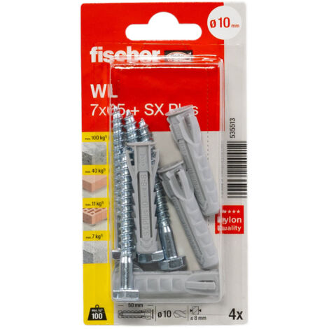 Bouchons à vis FISCHER WL 7x60mm - Blister 4 unités 535513 (1/5)