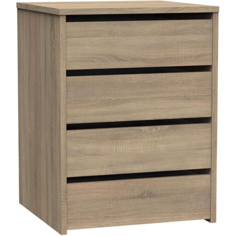 Mobimarket – Armoire auxiliaire 4 tiroirs en mélamine – Couleur blanc brillant ou chêne cambrien – Dimensions 46 x 64 x 45 cm (1/5)