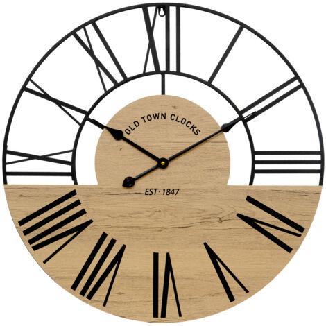 Horloge Clovis en bois & métal D70cm - Atmosphera créateur d'intérieur (1/2)