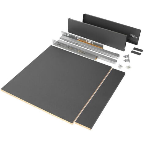 Emuca – Kit de tiroirs Vertex pour cuisine ou salle de bains – Réglages 3D – Hauteur 93mm – Module 600mm – Panneaux inclus – Gris anthracite