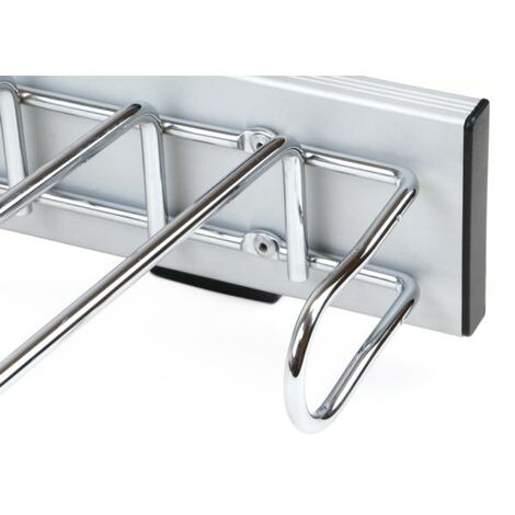 Emuca Porte-pantalons Self à montage latéral pour armoire, Droite, Chromé, Acier et Plastique et Aluminium. - talla