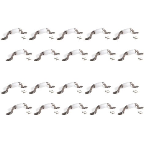 Emuca Lot de 20 poignées pour meubles Papua, L127mm, entraxe 76mm, Zamak, Argent ancien - talla (1/3)