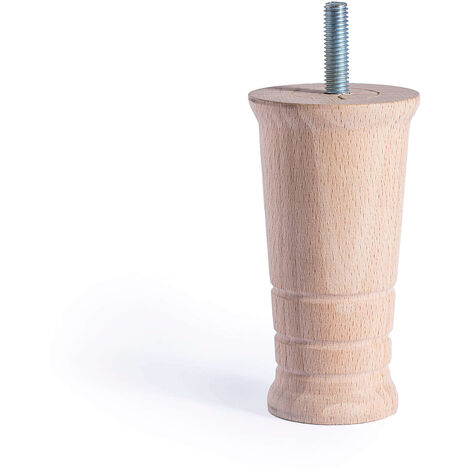 Pied en bois pour meuble Style fonctionnel Fabriqué en hêtre Finition brute Projets de restauration de bricolage Mesures 5353100mm Hauteur : 10 cm Installation boulonnée facile 1 unité - talla (1/4)