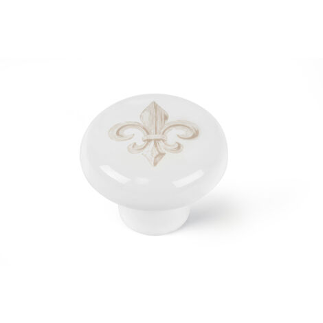 Bouton de meuble  Style décoratif  en porcelaine  Finition Fleur de Lys  Mesures 404031mm  Système de fixation  2 unités - talla (1/2)