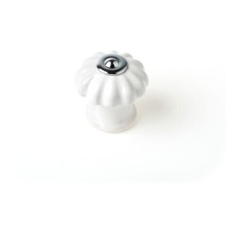 Plaquette thermoformée contenant 4 boutons de meuble ronds en porcelaine white mod. e524 ø28mm rei. (1/4)
