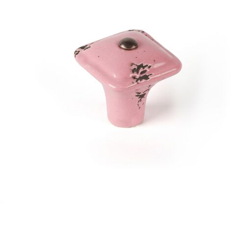 Bouton de meuble  Style décoratif  En Porcelaine - Acier  Finition rose  Mesures 333346mm  Système de fixation vissé  Comprend des vis M4  1 unité - talla (1/2)