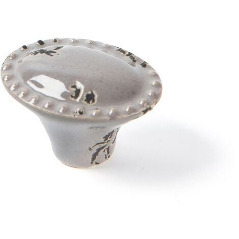 Bouton de meuble Style décoratif en porcelaine Finition grise Mesures 423128mm Système de fixation vissé Comprend des vis M4 1 unité - talla